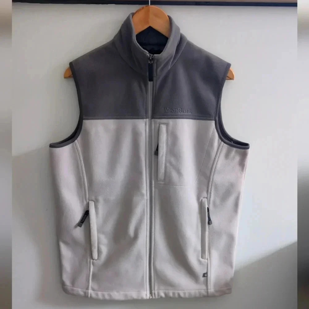 WINDRIVER | Men's Gray Two-Toned Full-Zip Collard Polar Fleece Vest